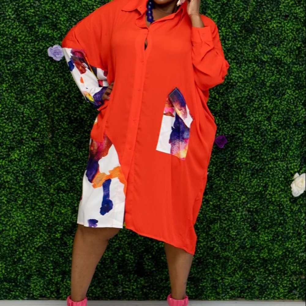 Orange shirt dress